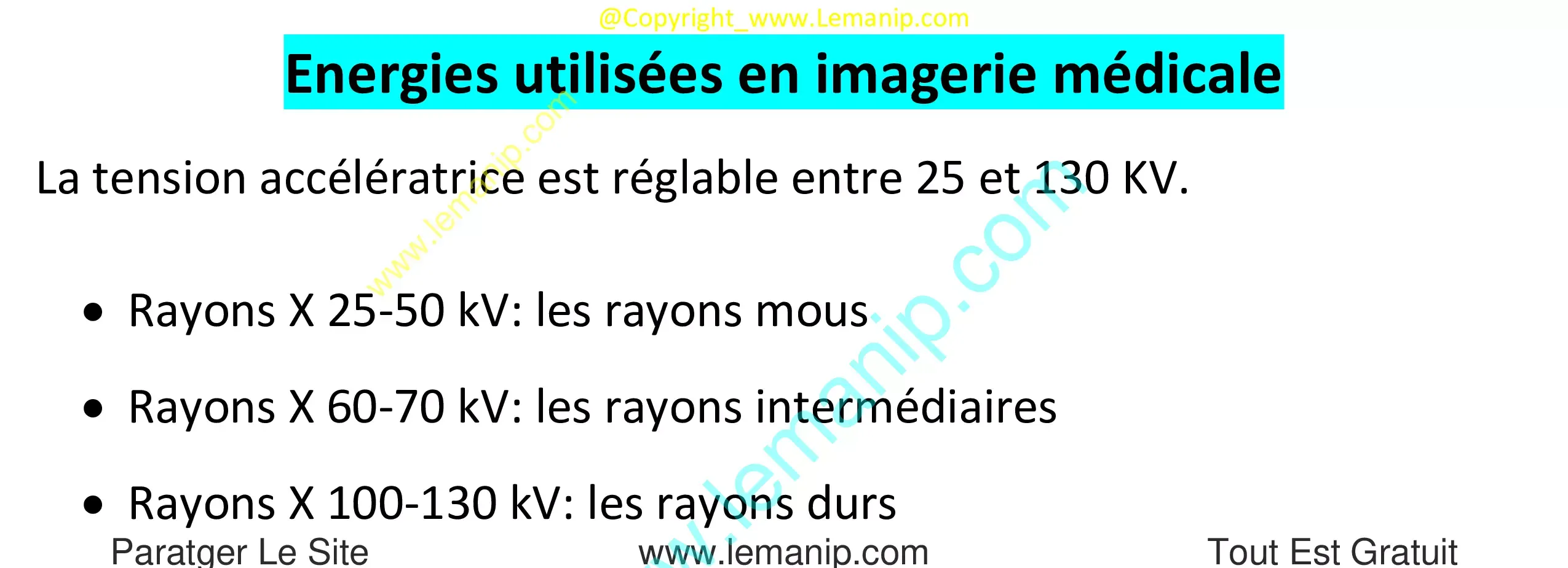 Energies utilisées en imagerie médicale