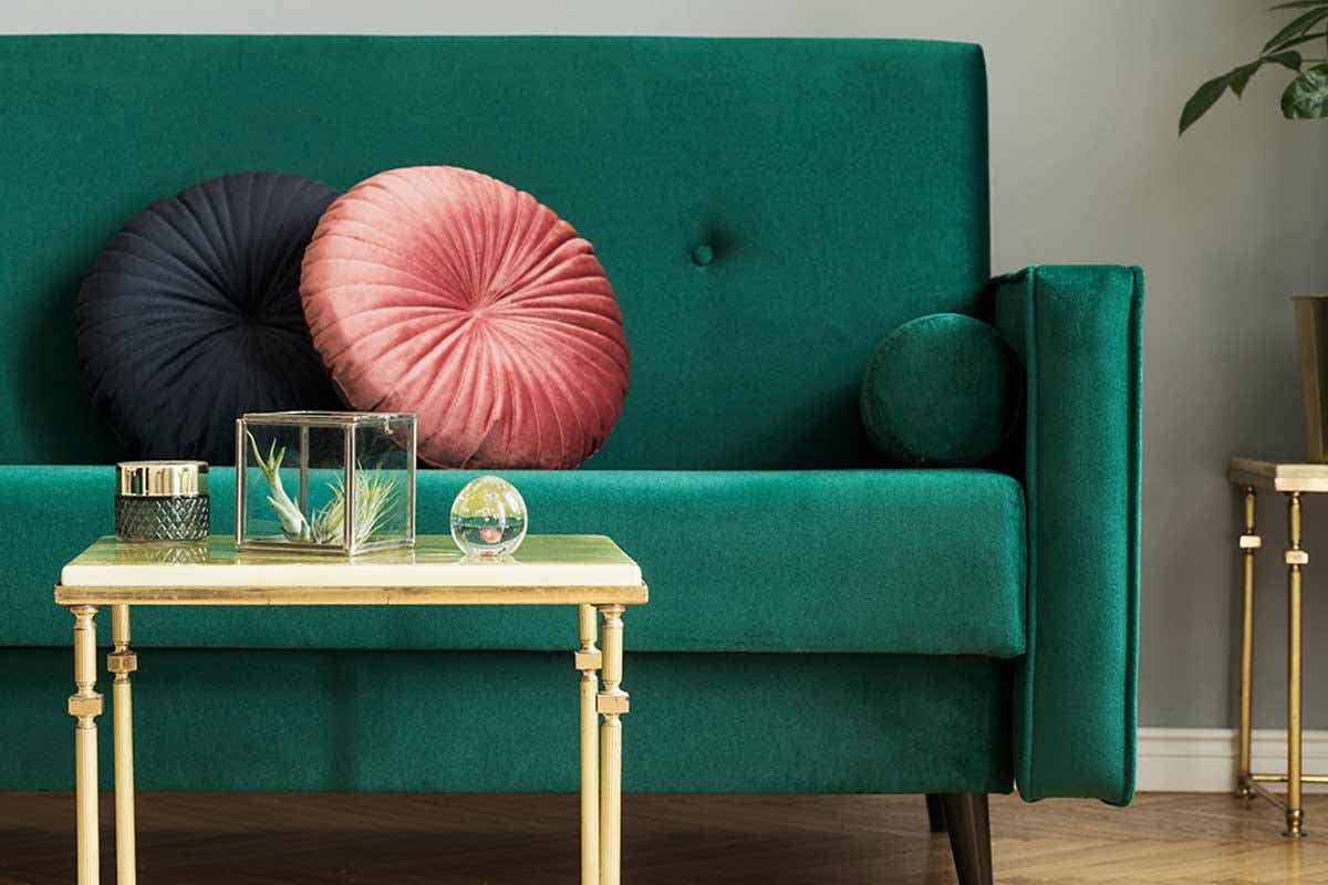 Velvet sofa.