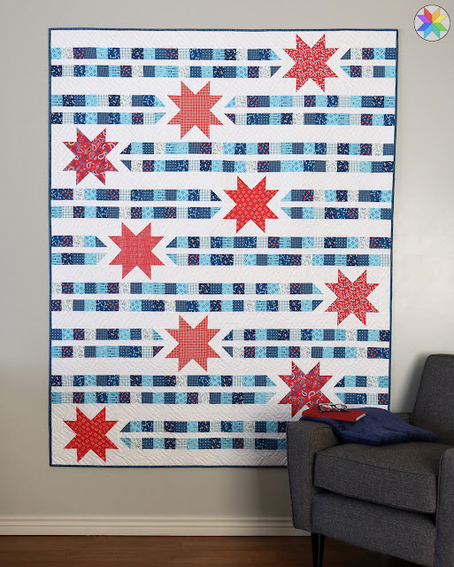 "Star Trails" is a Free Patriotic Quilt Pattern designed by Andy rom A Bright Corner!
