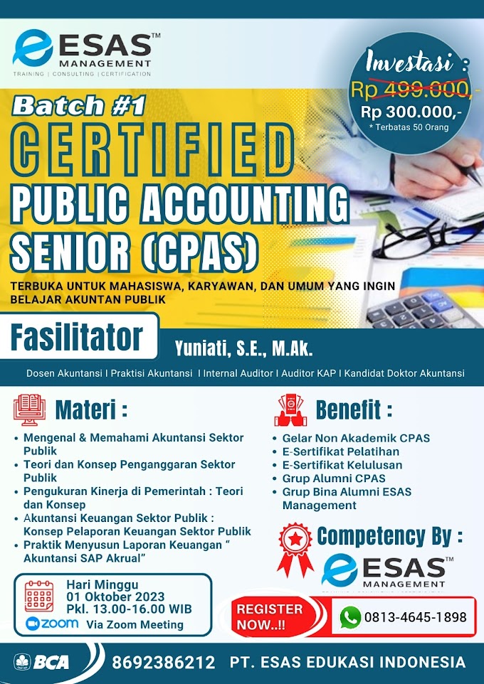 WA.0813-4645-1898 | Certified Public Accounting Senior (CPAS) 1 Oktober 2023