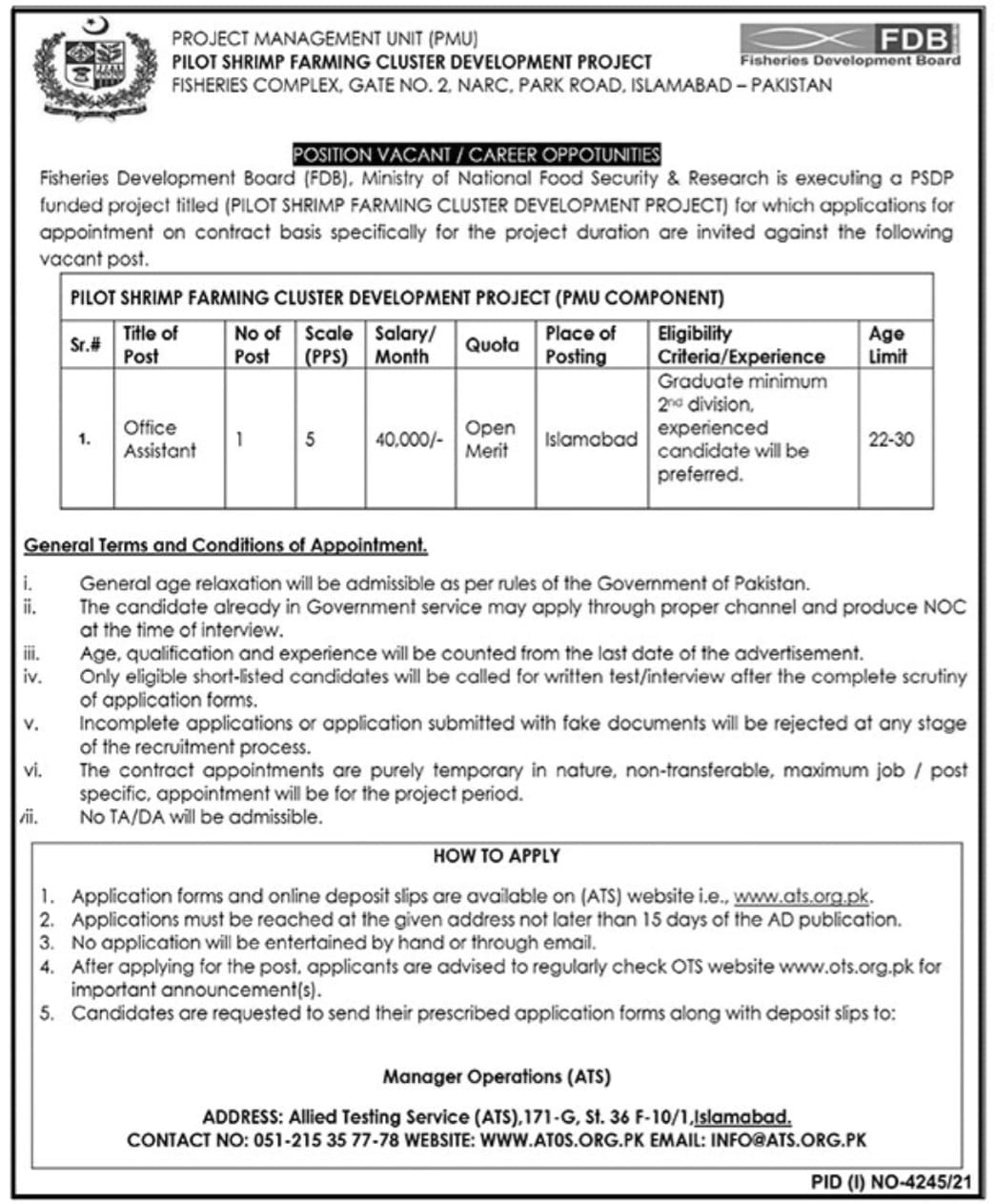 Fisheries Development Board FDB Jobs 2022 Application Form