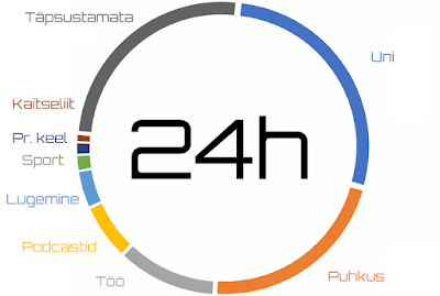 Piechart minu 24 tunni tegevustest