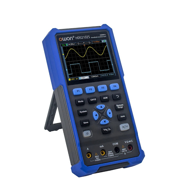 OWON HDS200 Series 2CH Handheld Oscilloscope 100MHz Bandwidth 20000 Counts Multiumeter OSC DMM Waveform Generator 3 in 1 Suitable for Automobile Maintenance and Power Detection