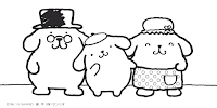 Pompompurin with his mother and father coloring page