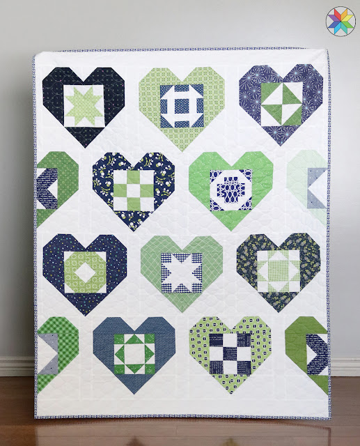 scrappy blue and green Wholehearted quilt