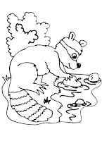 Raccoon washing his food coloring page for kids