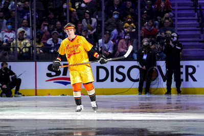 Trevor Zegras scores while blindfolded in skills competition