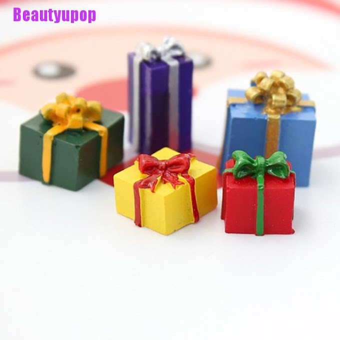[ beautyupop.vn ] Beautyupop> 5PCS 1/12 Scale Miniature Dollhouse Christmas Gift Box Decoration Accessories
