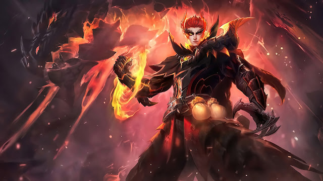 valir draconic flame epic skin mobile legends wallpaper hd