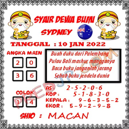 Prediksi Dewa Bumi Sdy Selasa 10-Jan-2023