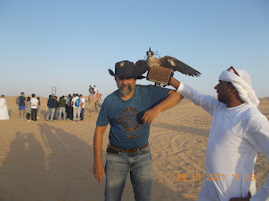 With a " Shahin Falcon" at the Dubai Desert Safari in Al Faqa.