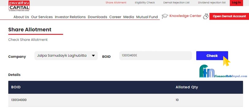 How To check IPO result on the capital website 4