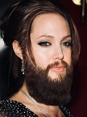 Angelina Jolie with a full beard
