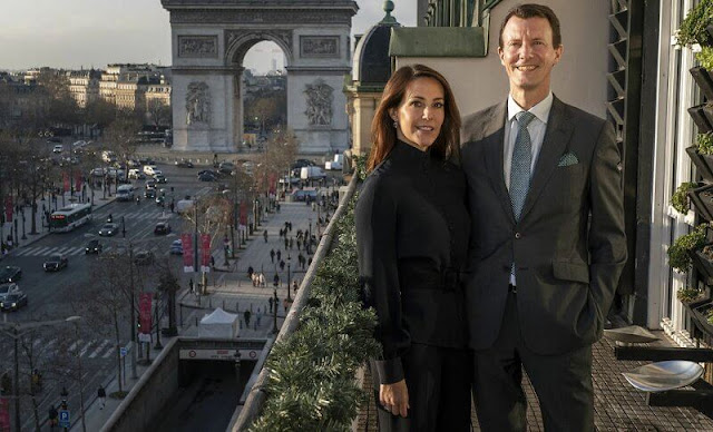 Princess Marie wore a black silk top blouse from Jane Atelier. Prince Joachim and Princess Marie will stay in Paris