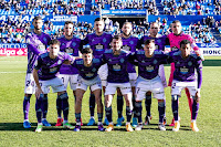 REAL VALLADOLID C. F. Temporada 2021-22. Joaquín, Óscar Plano, Javi Sánchez, Shon Weissman, Nacho, Jordi Masip. Jon Morcillo, Álvaro Aguado, Luis Pérez, Roque Mesa, Gonzalo Plata. REAL ZARAGOZA 0 REAL VALLADOLID C. F. 0 Sábado 22/01/2022, 16:00 horas. Campeonato de Liga de 2ª División, jornada 24. Zaragoza, estadio de La Romareda: 14.795 espectadores. GOLES: No hubo.