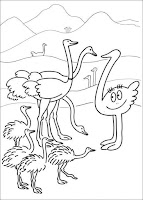 Barbazoo and ostriches coloring page