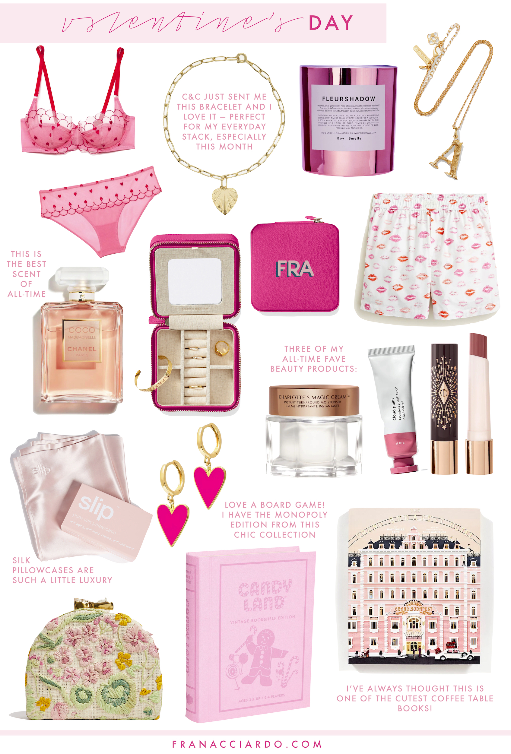 fran acciardo valentine's day inspired gift guide pink things