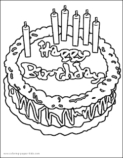 Happy Birthday cake coloring page