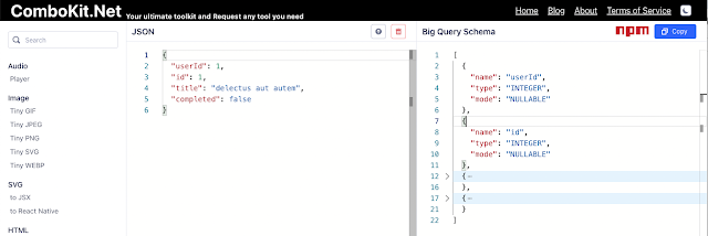 JSON to Big Query - ComboKit.Net