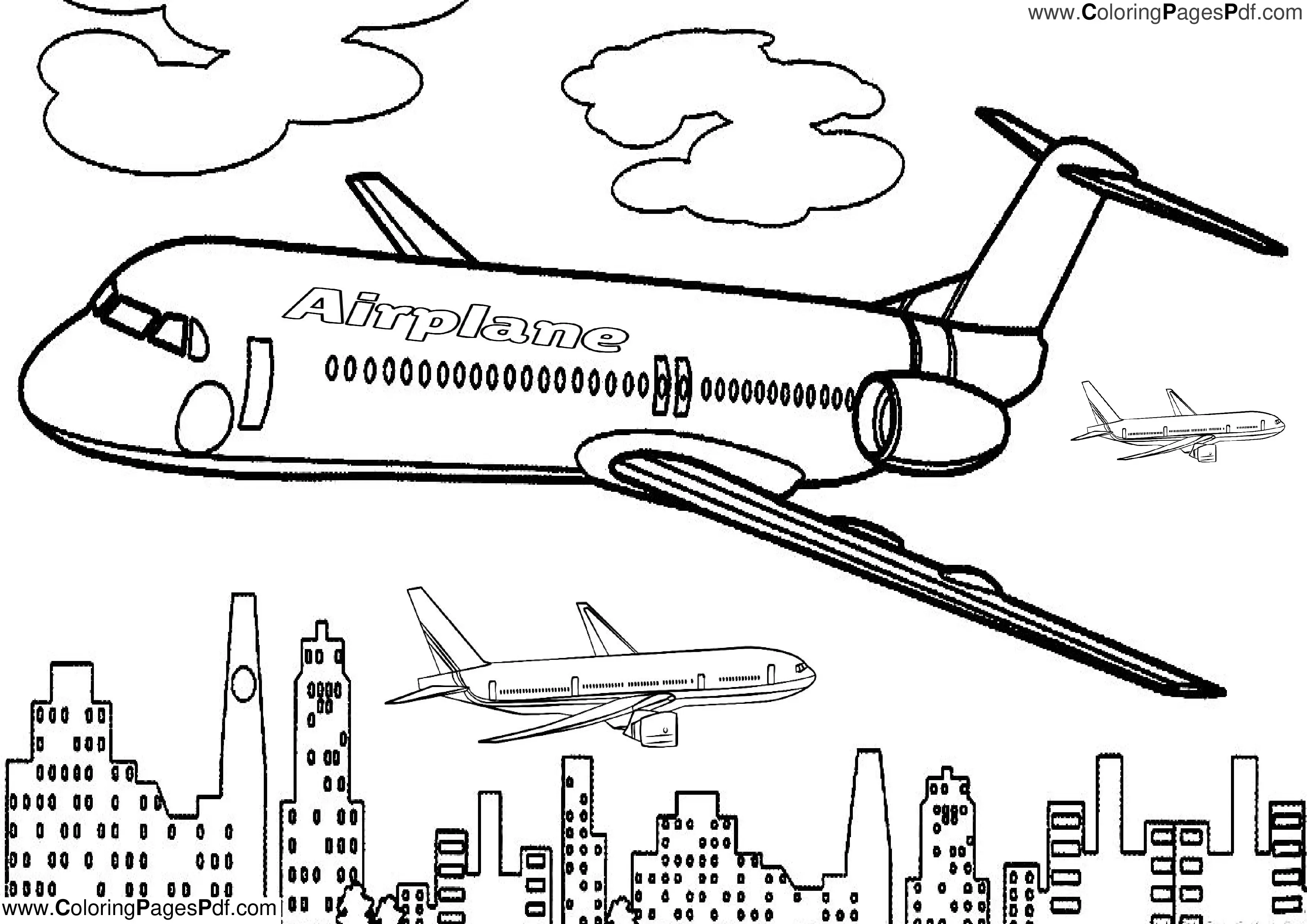 Airplane coloring pages pdf