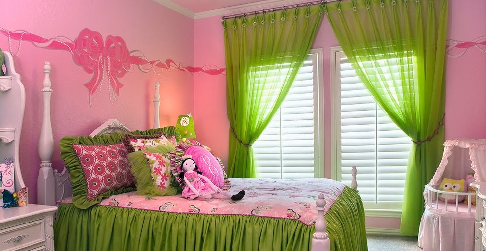 matching pink two colour combination for bedroom walls