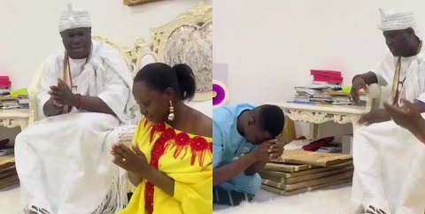Ooni Of Ife Prays For Actor Lateef And Fiancee, Mo Bimpe Ahead of Marriage (Video)