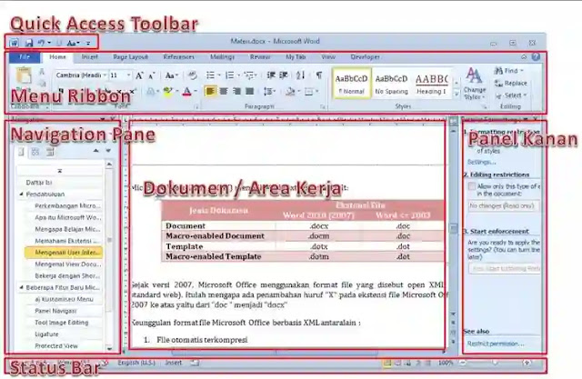 User Interface - Microsoft Word Versi 2010