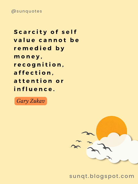 Scarcity of self value cannot be remedied by money, recognition, affection, attention or influence. - Gary Zukav