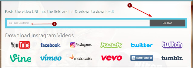 tombol dredown untuk jalankan proses download video instagram dan tiktok