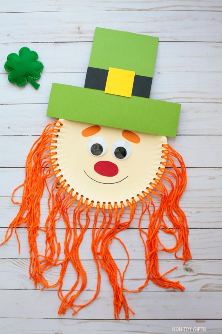 Paper plate leprechaun beard craft