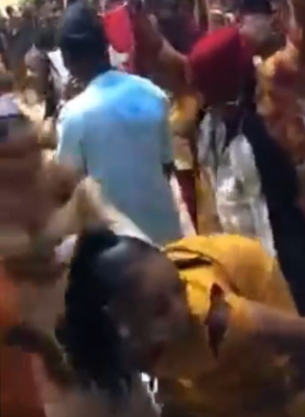 Watch moment bride pushes bridesmaid who was twerking on her husband's best man at her wedding (video)