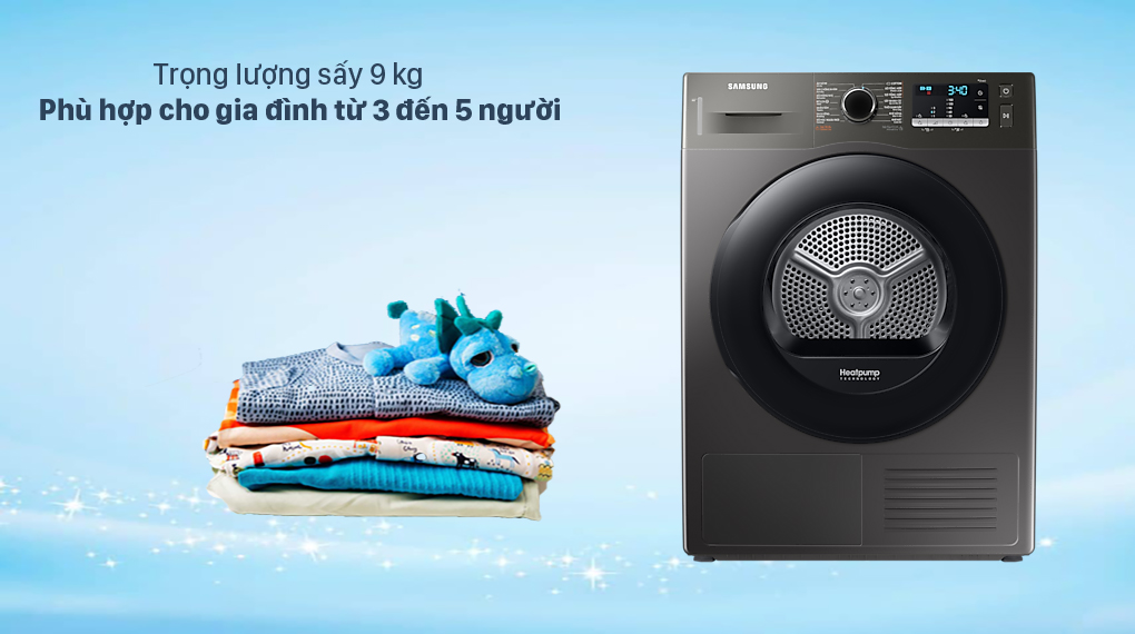 Máy sấy bơm nhiệt Samsung 9 kg - Khối lượng sấy 9 kg