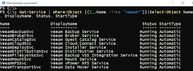 Veeam Backup: Servicios PowerShell