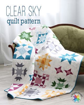Clear Sky quilt pattern by Andy Knowlton of A Bright Corner a modern star sampler quilt in Kona cotton solids