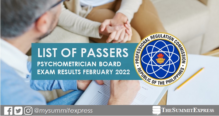 FULL RESULTS: February 2022 Psychometrician board exam list of passers