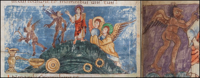 Jesus' Temptation in Stuttgarter Psalter manuscript