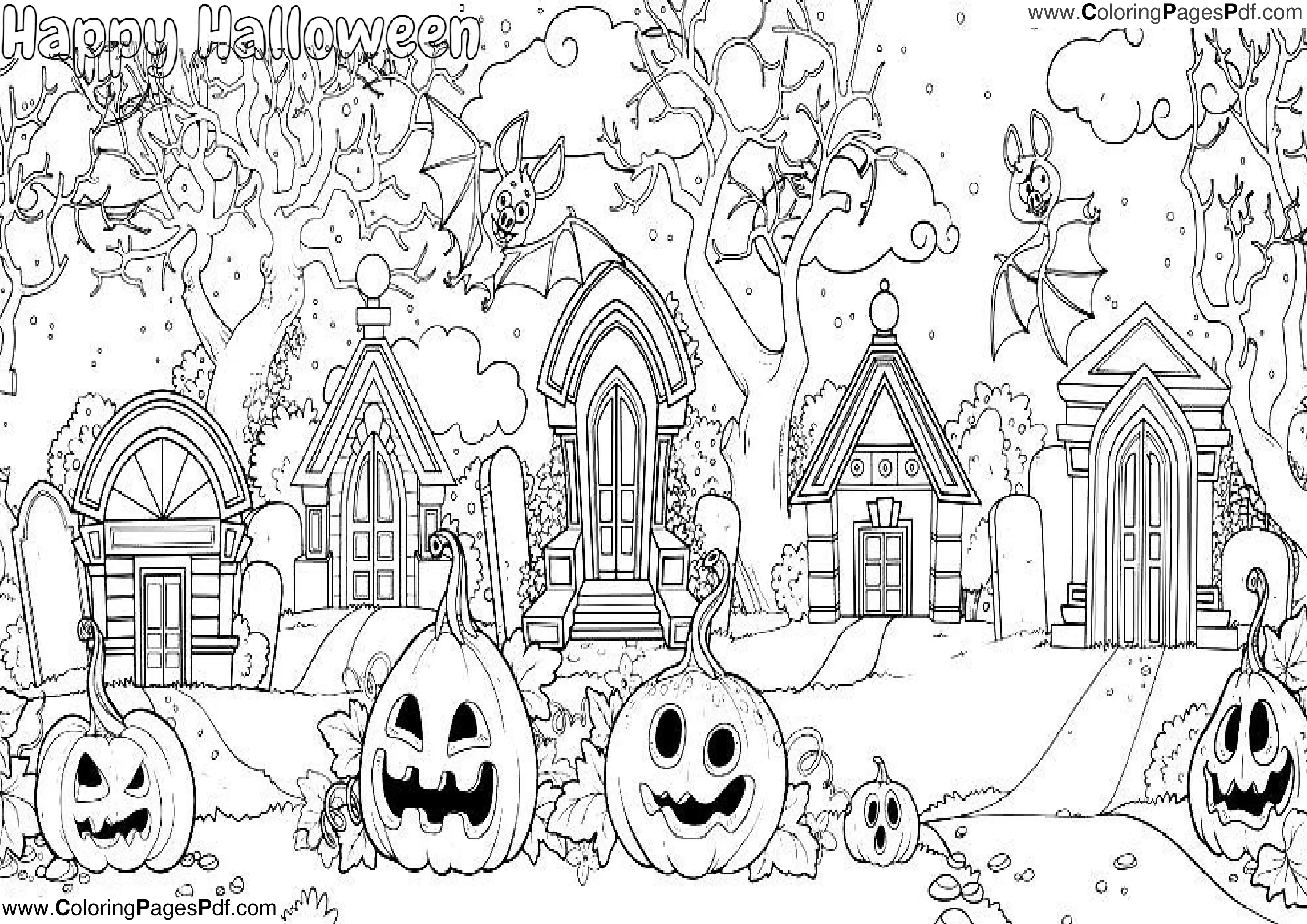 Complex halloween coloring pages