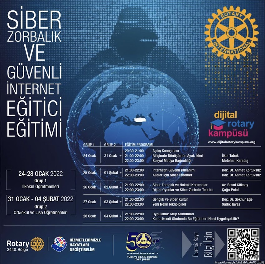 Siber Zorbalık ve Güvenli İnternet Eğitici Eğitimi (Rotary 2440 ve TBD İzmir)