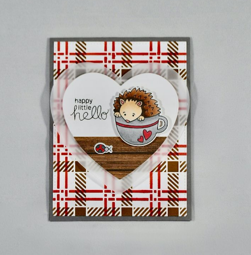 Happy little hello by Kristi features Hedgehog Hollow and Plaid by Newton's Nook Designs; #inkypaws, #newtonsnook, #cardmaking