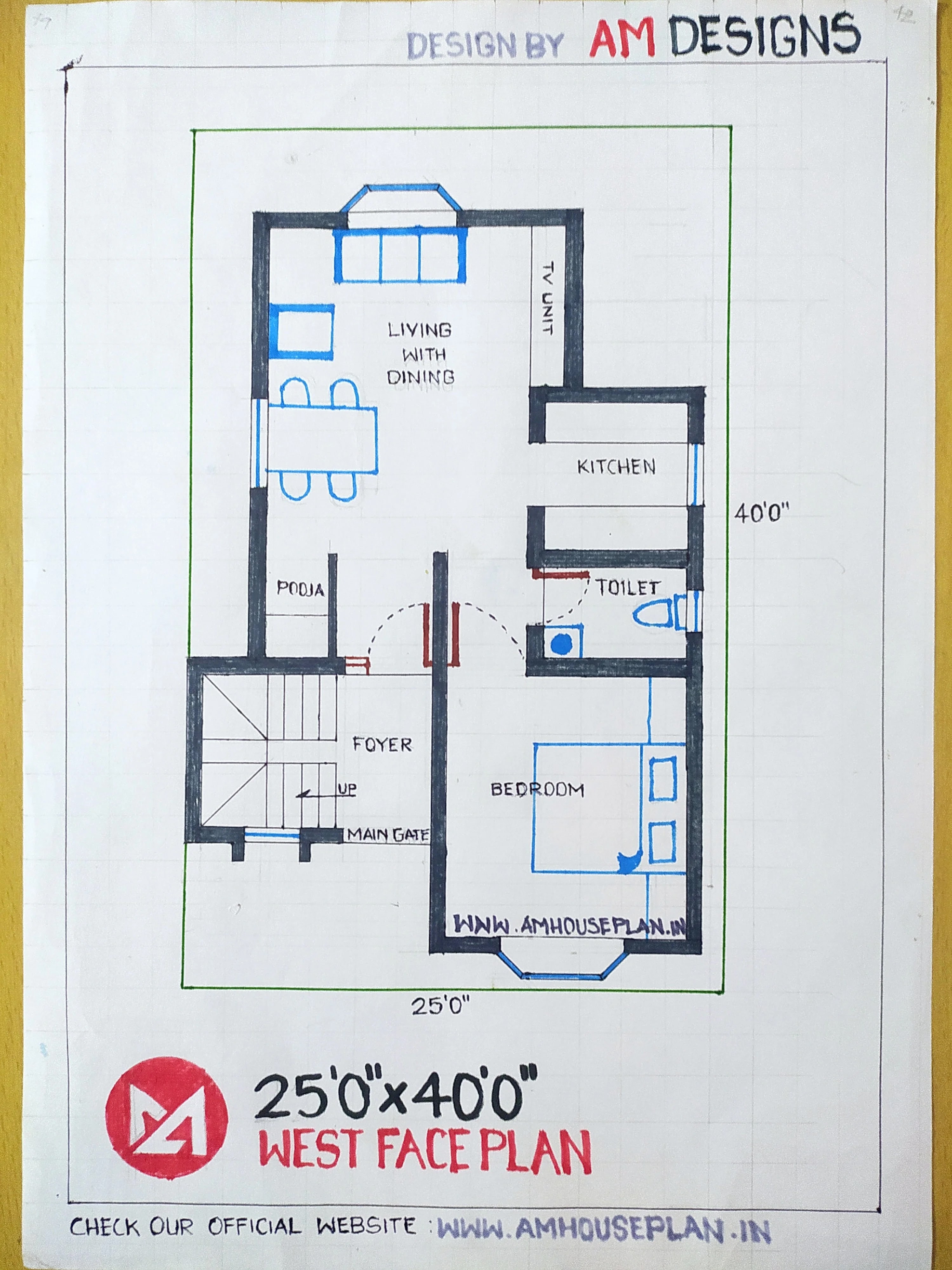 25 x 40 Floor plan sketch by hand