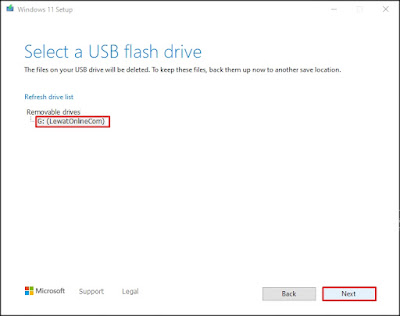 Pilih usb flash disk untuk dijadikan bootable