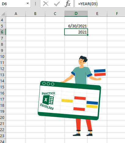 شرح صيغة الدالة YEAR في برنامج مايكروسوفت Excel