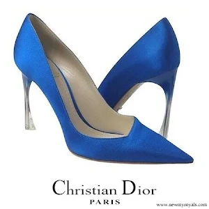 Queen Rania wore Christian Dior songe perspex heel blue pumps