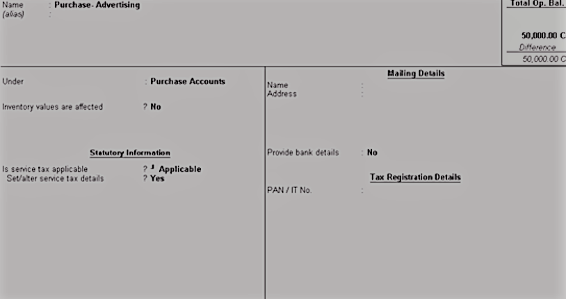 Create Purchase Ledger