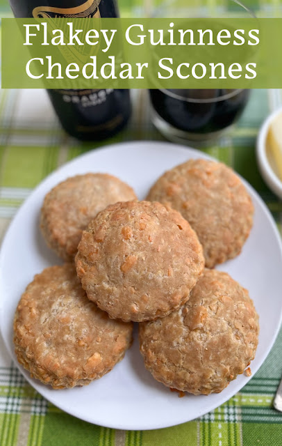 Food Lust People Love: Grated butter and cheese add little pockets of flavor and flakiness to these Guinness Cheddar Scones. They are perfect for breakfast or snack time and go great with soup!