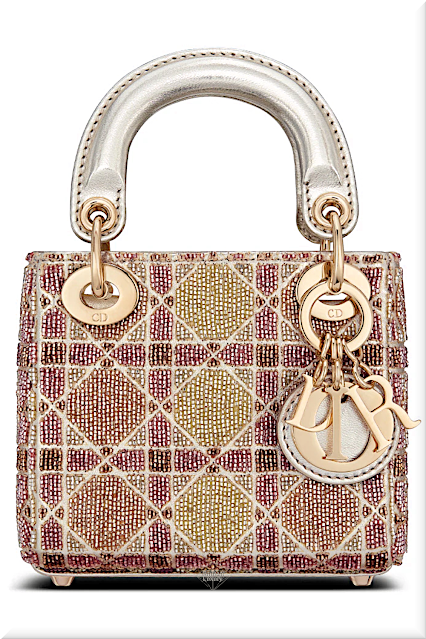 ♦Lady Dior gold-tone beaded cannage embroidery micro top handle bag #dior #bag #golden #brilliantluxury