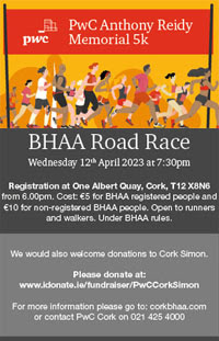 BHAA PwC 5k in Cork City - Wed 12th Apr 2023