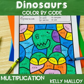 Dinosaur Color by Number Multiplication Pages