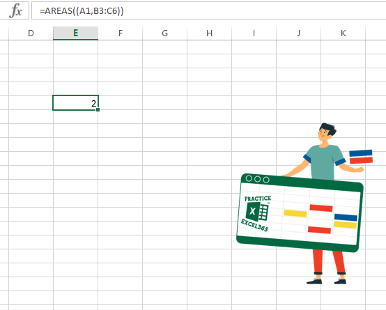 شرح صيغة الدالة AREAS في برنامج مايكروسوفت Excel