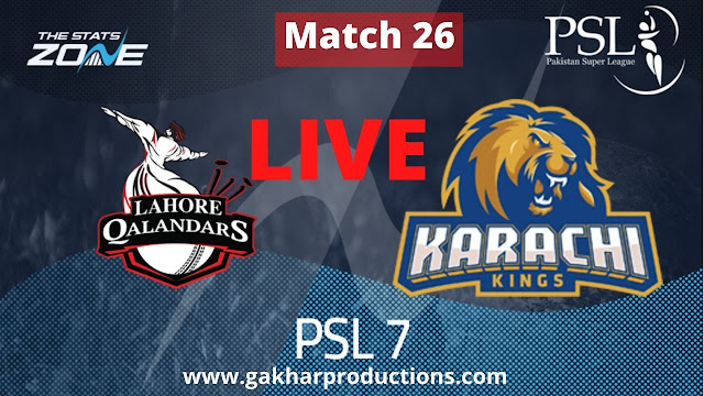 lahore qalandars vs karachi kings live on ptv sports match 26 psl 7